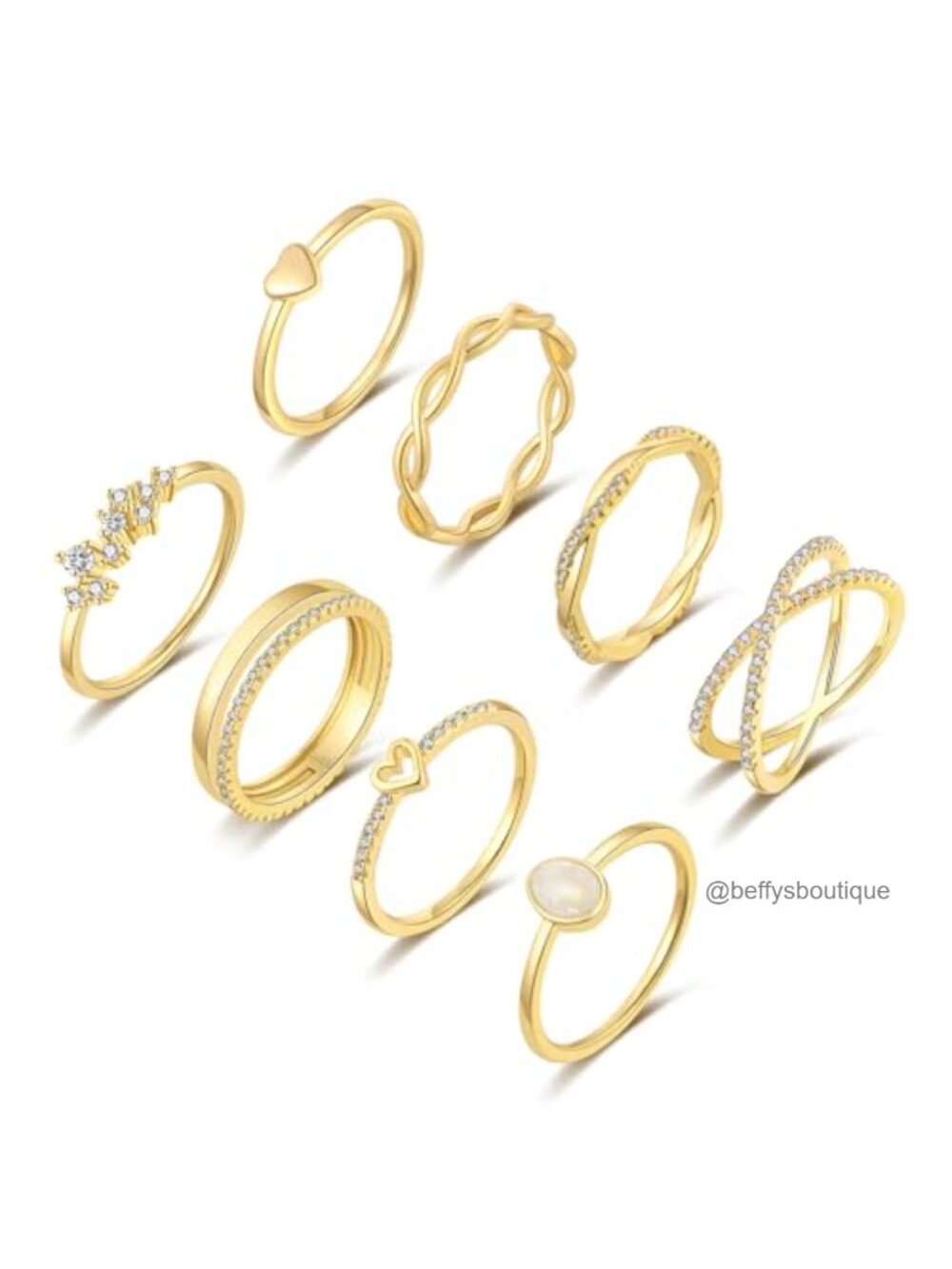 14k Gold Plated Stacking Ring Set Non Tarnish Brass Rings for Women